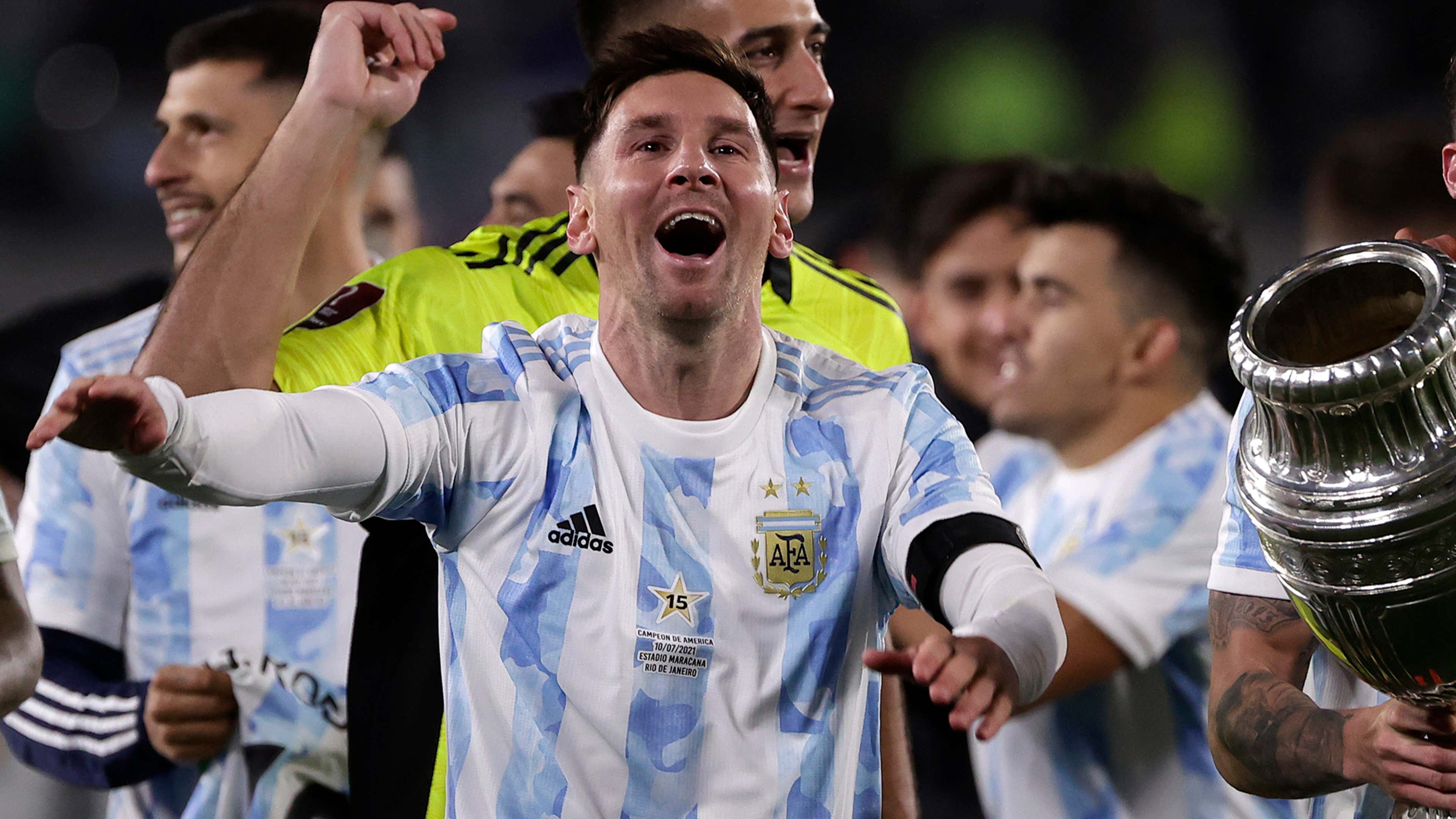 Lionel Messi Argentina 2022 World Cup qualifiers Copa America trophy