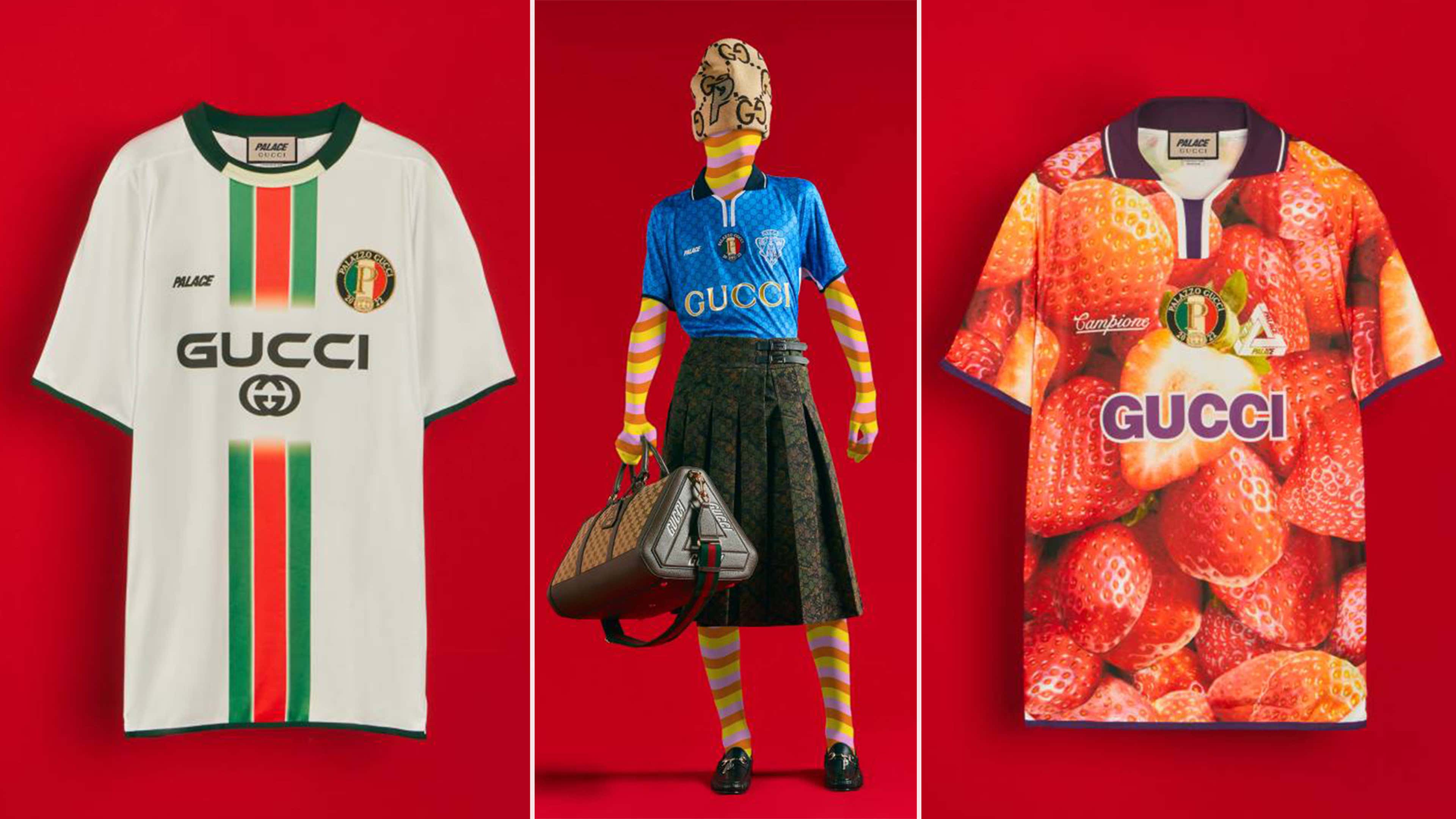 3 Gucci x Palace Football Kits Released - Inspired By Chelsea, Italy &  Strawberry Kit - Footy Headlines