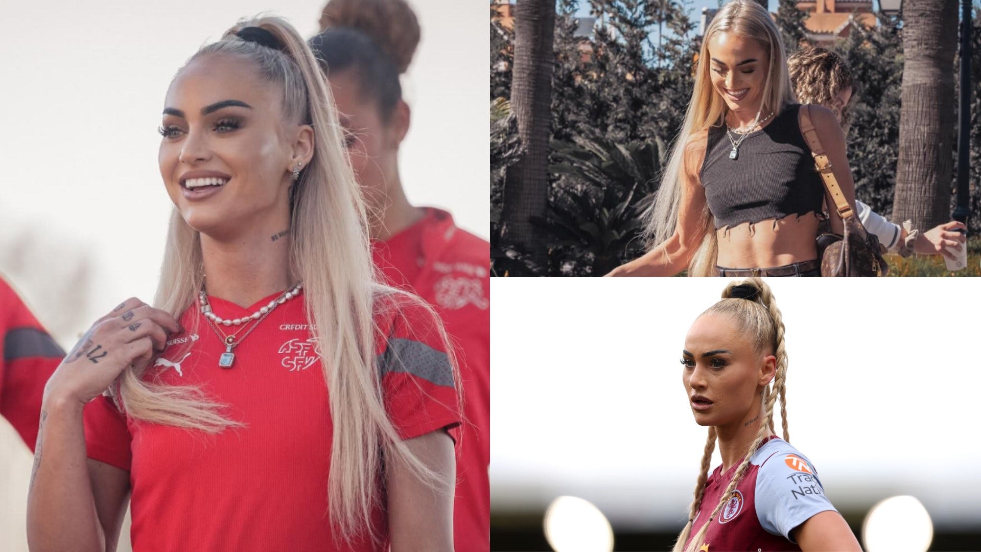 Alisha Lehmann all smiles after linking up with Swiss national team as Aston Villa women's star shows off Louis Vuitton bag in travel photos