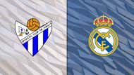 Escudos Sporting Huelva y Real Madrid
