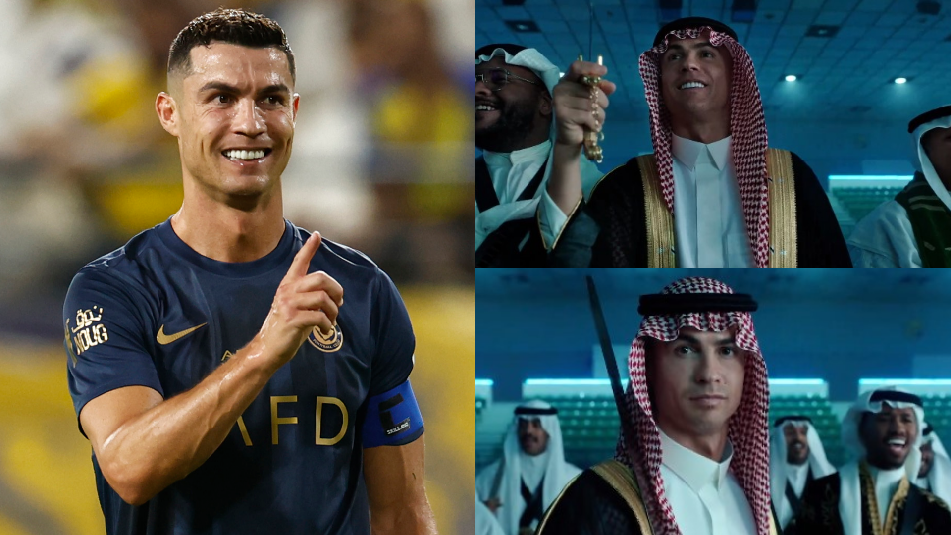 VIDÉO - Cristiano Ronaldo avec l’habit traditionnel saoudien et une épée en main