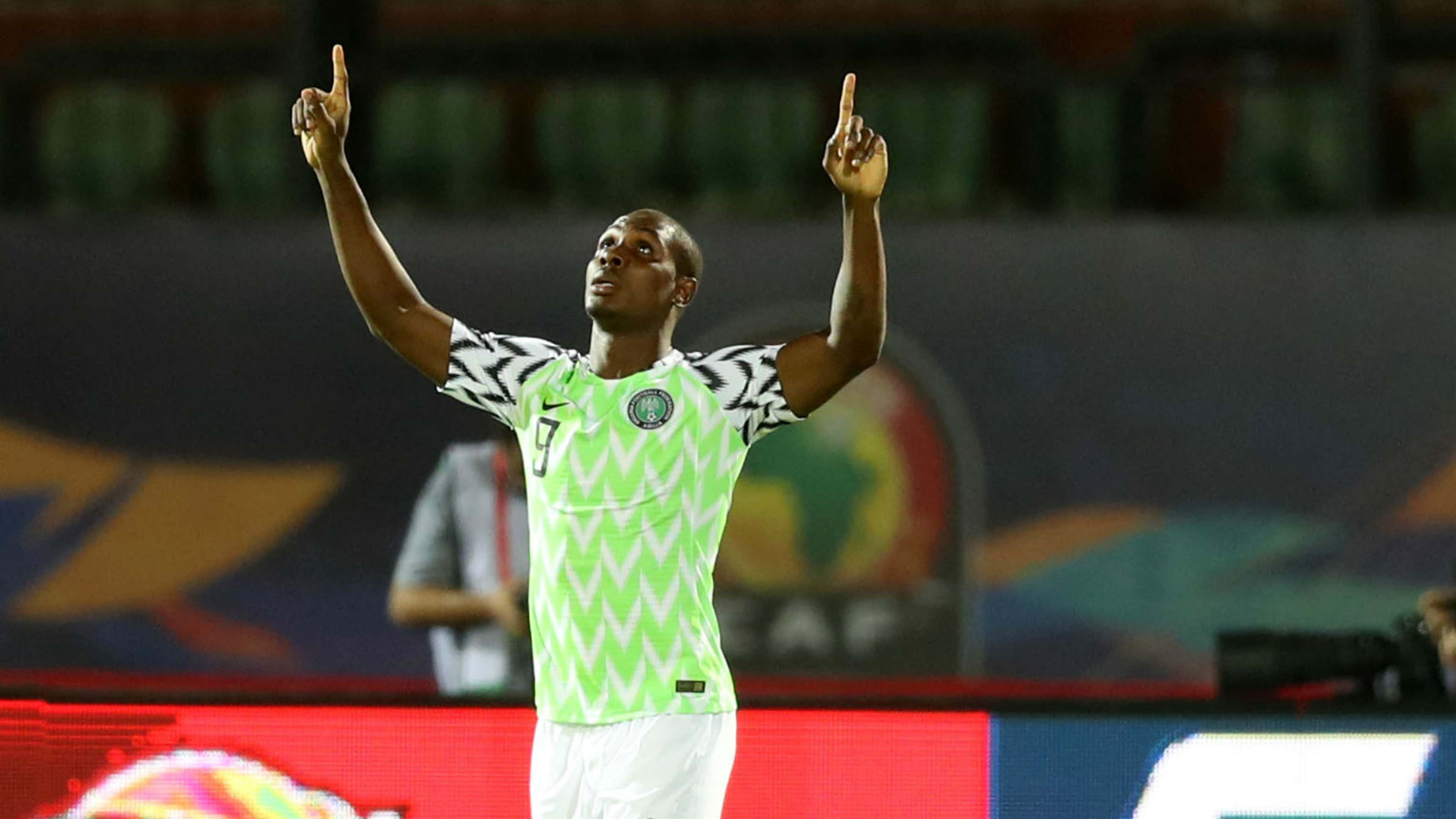 Odion Ighalo of Nigeria celebrates a goal during the 2019 Africa Cup of Nations Finals, 3rd and 4th place match
