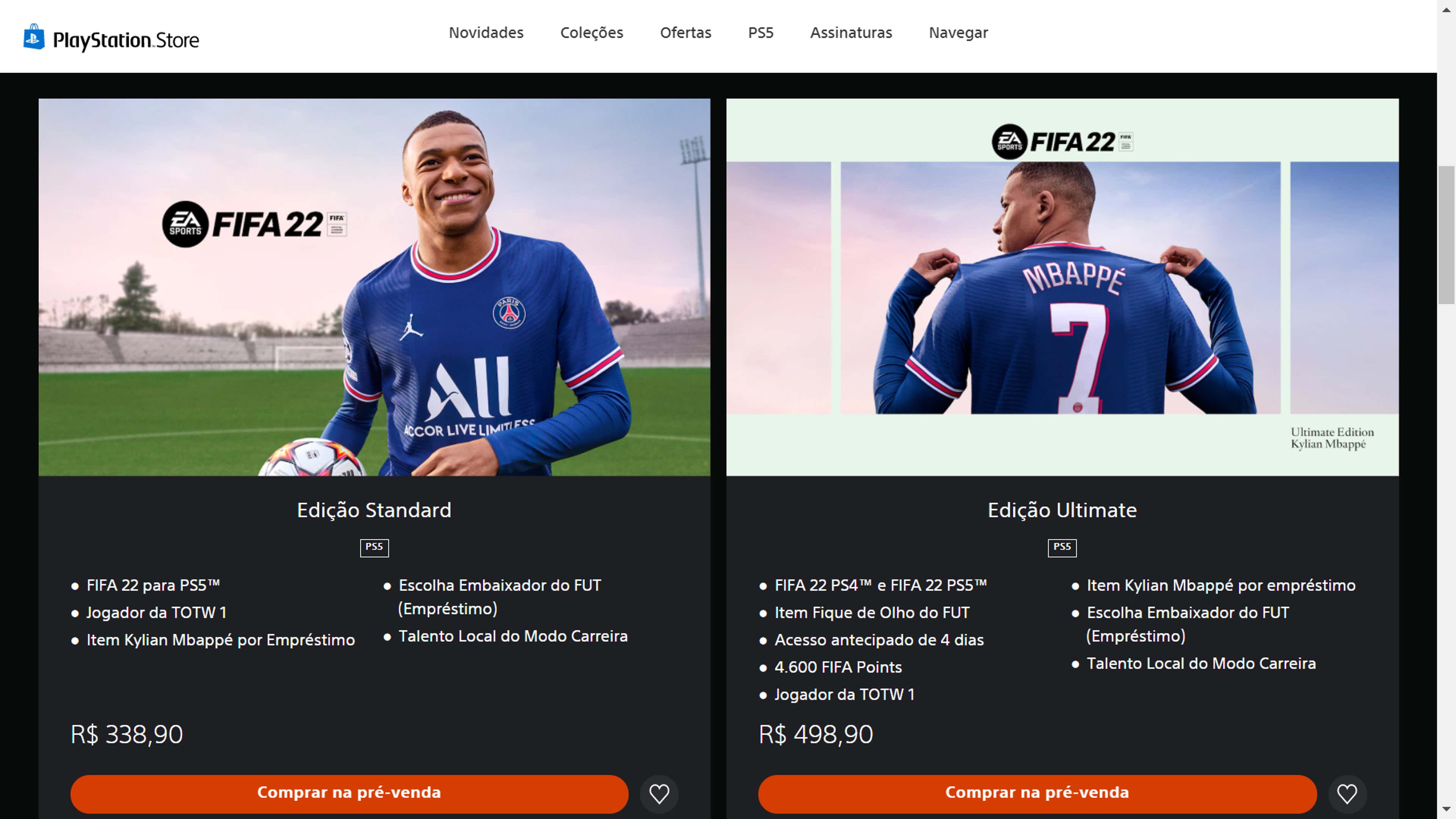 FIFA 22: Edição Normal e Edição Ultimate - preço, bónus, diferenças