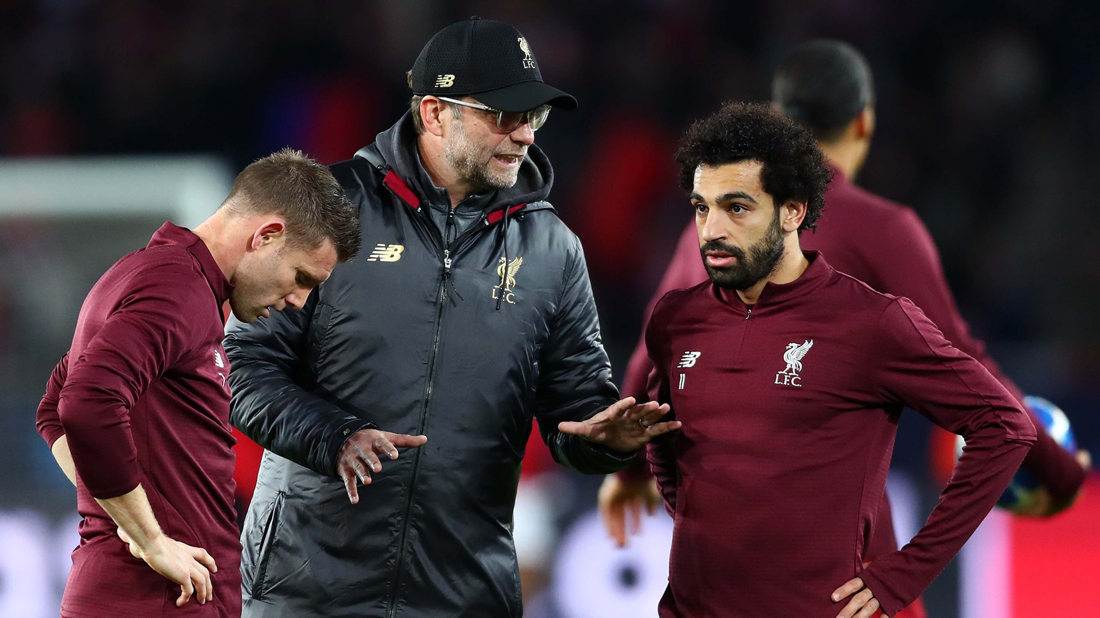 Jurgen Klopp James Milner Mohamed Salah Liverpool 2018-19