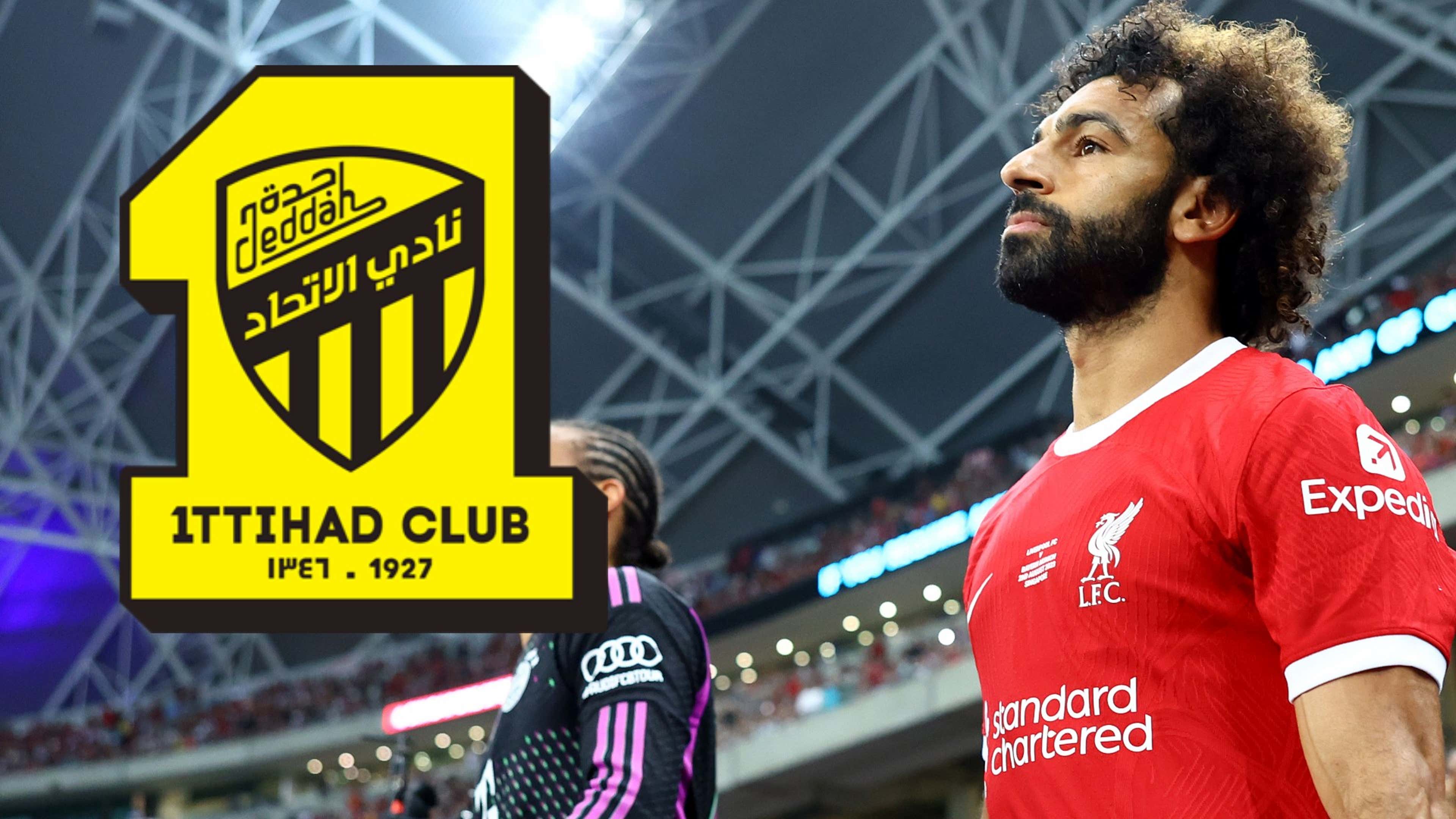 صورة لمحمد صلاح بقميص ليفربول مع شعار اتحاد جدة – المصدر (موقع غول).