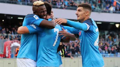 Osimhen celebrate Napoli Udinese Serie A