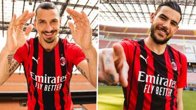 AC Milan home kit 2021-22 Zlatan Ibrahimovic Theo Hernandez