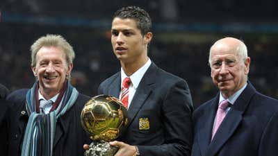 Denis Law, Cristiano Ronaldo, Bobby Charlton, Ballon d'Or winners