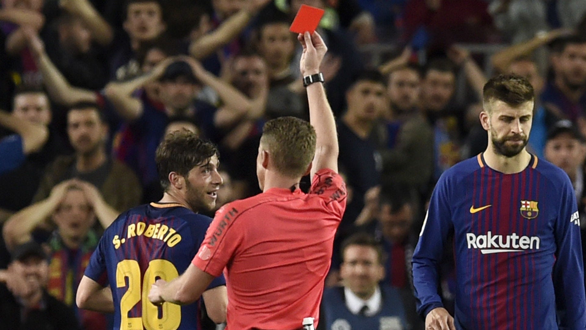 Sergi Roberto red card Barcelona Real Madrid