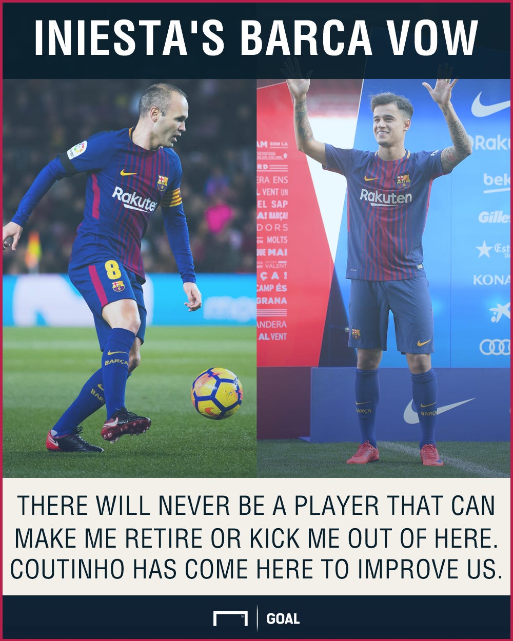 Andres Iniesta Philppe Coutinho won't retire