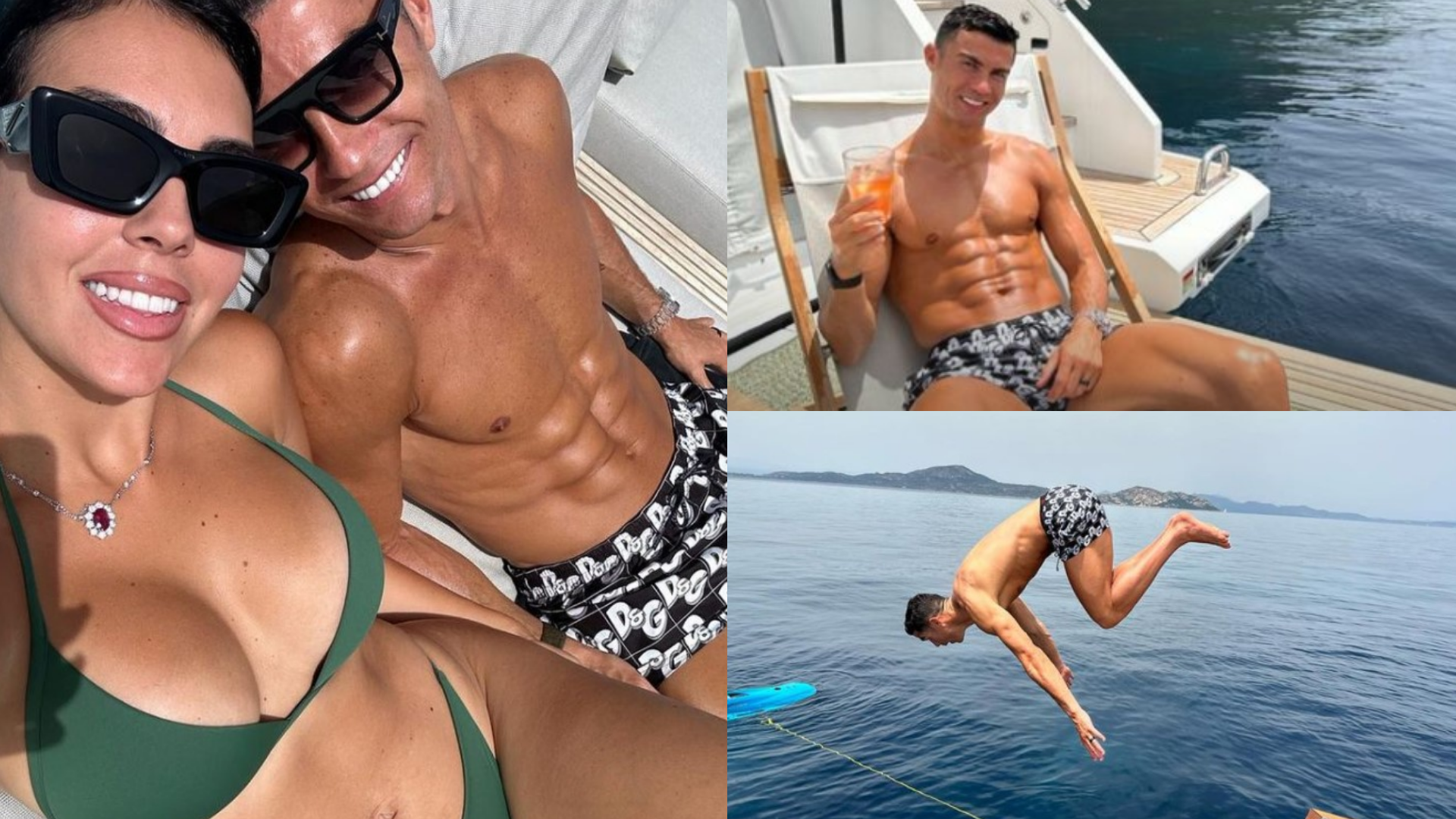 Loved up Cristiano Ronaldo chills on a luxury yacht with bikini-clad girlfriend Georgina Rodriguez and his kids as he leaps into the sea after end to gruelling season Goal picture photo