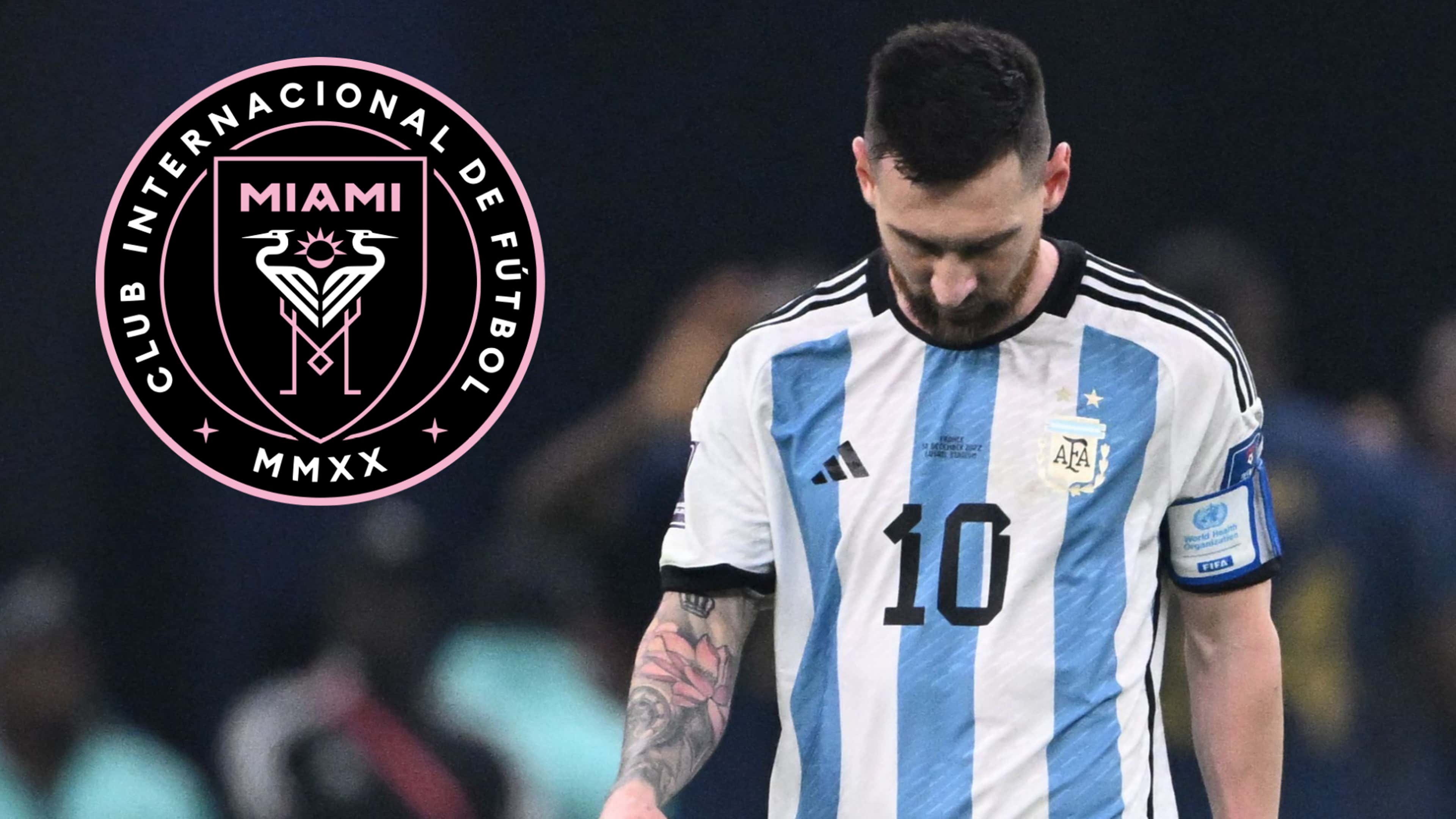 Lionel Messi sad Inter Miami badge
