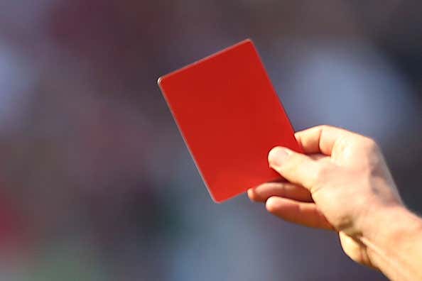 A red card in football