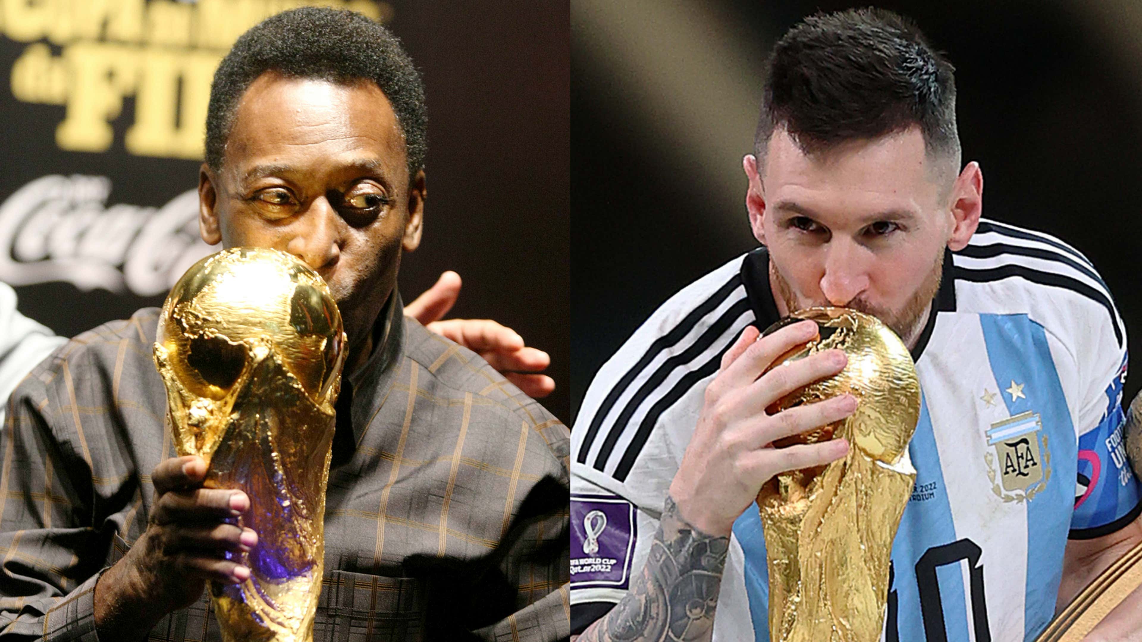 Pele Lionel Messi World Cup trophy