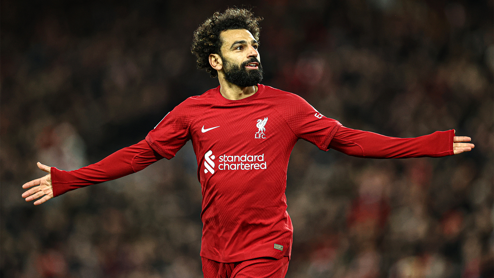Mohamed Salah Liverpool celebrate Wolves 2022-23