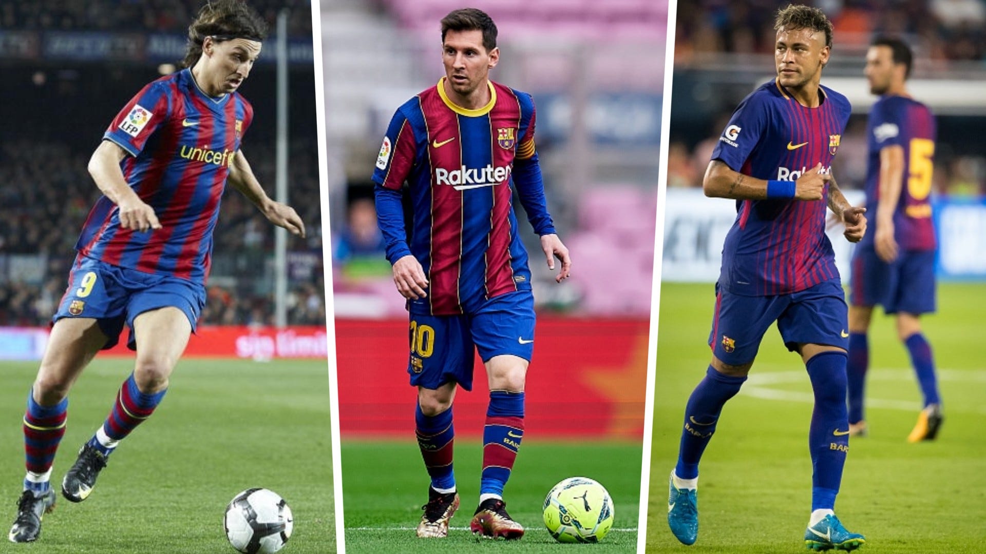 Zlatan Ibrahimovic, Lionel Messi and Neymar Nine players who played